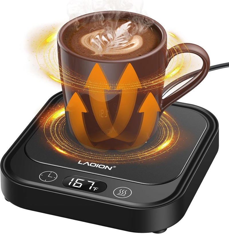 AOLION Mug Warmer - 40W Coffee Cup Warmer for Desk with Auto Shut Off, Smart Electric Candle Warmer with 4 Temp & Time Settings, Coffee Gifts for Beverage, Tea, Water, Milk in Home & Office (Black) - Image 1
